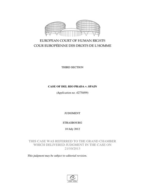 del rio prada c spagna sentenza|CASE OF DEL RÍO PRADA v SPAIN (Application no 4275009.